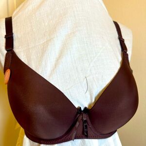 NWT Angelina Brown Full-Coverage Wired T Shirt Bra with Adjustable Straps